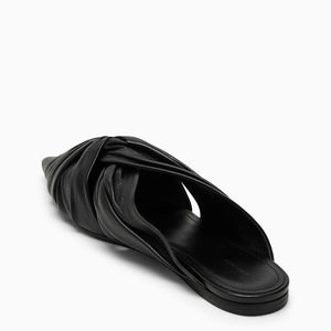 GIVENCHY Pointed Black Leather Flats with Woven Upper