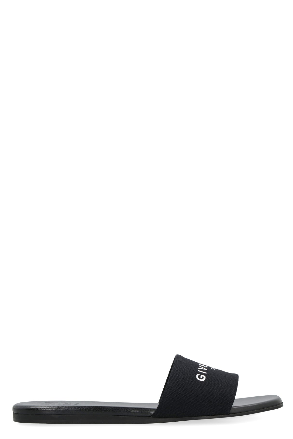 Dép Xăng Đan da màu đen | Logo thêu | Dép nữ