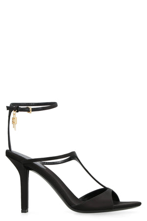 GIVENCHY Black Satin Pointy Toe Sandals with Adjustable Ankle Strap