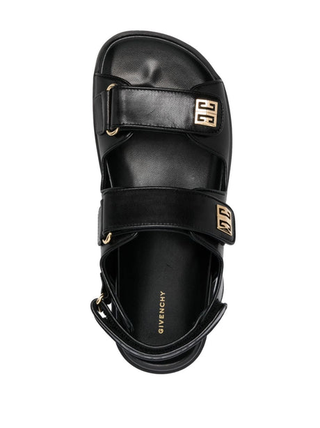 GIVENCHY 4G-Motif Flat Leather Sandals for Women in Black