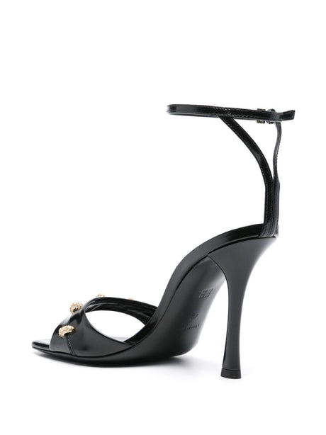 GIVENCHY Black Crystal Embellished Leather Sandals