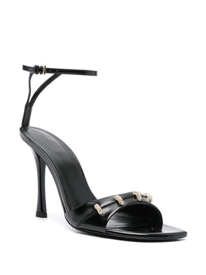 GIVENCHY Black Crystal Embellished Leather Sandals