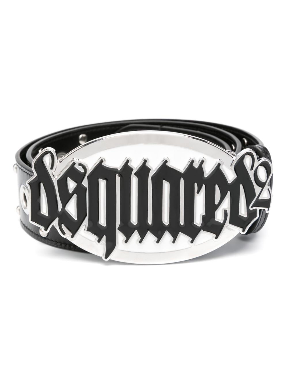 Gothic Logo Leather Belt for Women in Black by DSQUARED2