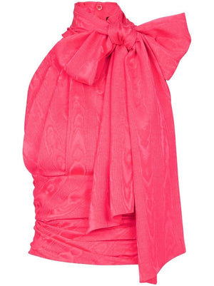 BALMAIN Fuchsia Pink Draped Sleeveless Blouse for Women - FW23 Collection