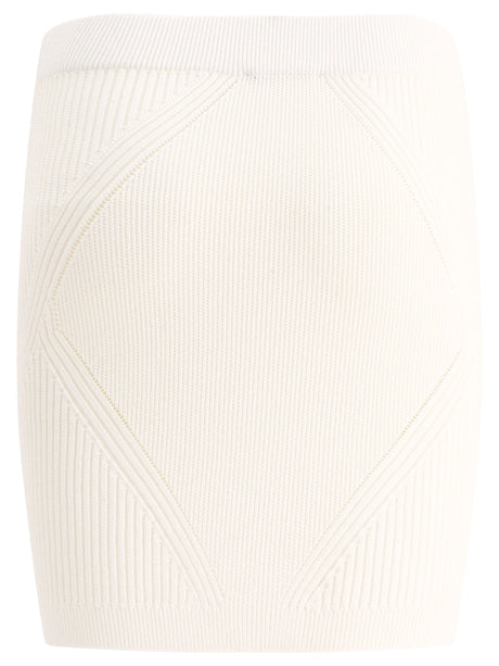 BALMAIN Buttoned Knit Skirt for Women in White