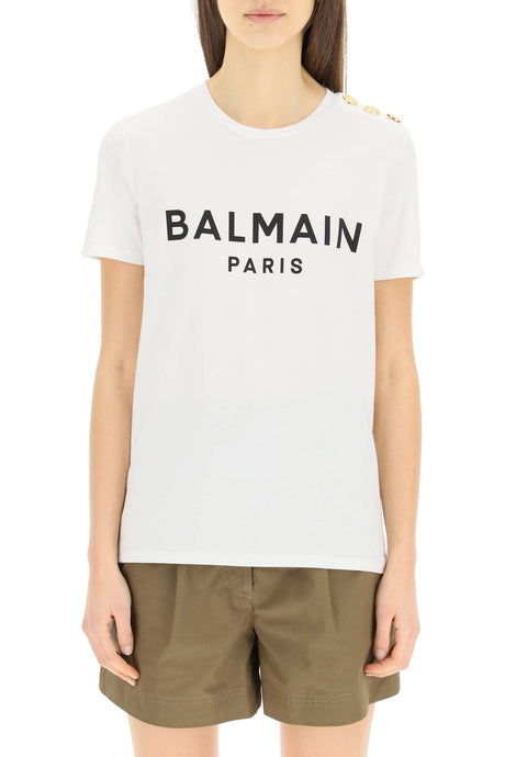 BALMAIN Embellished Button Crew-Neck T-Shirt for Women