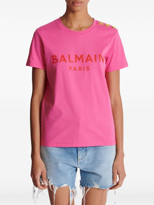 BALMAIN Lightweight Crew-Neck T-Shirt with Gold-Tone Buttons - Regular Fit