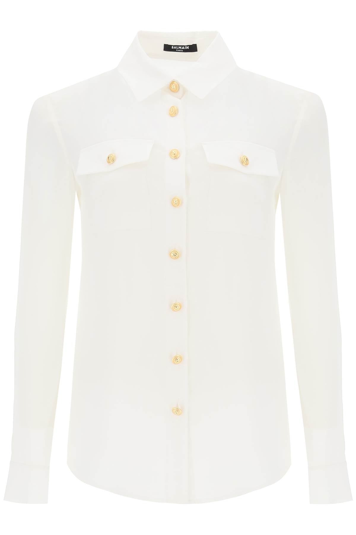 BALMAIN Elegant Crepe of Chine Buttoned Shirt for Women - FW23