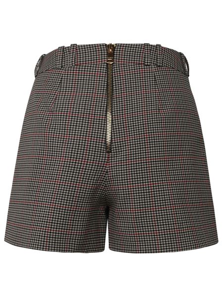 BALMAIN Teal Prince of Wales Pleated Shorts for Women