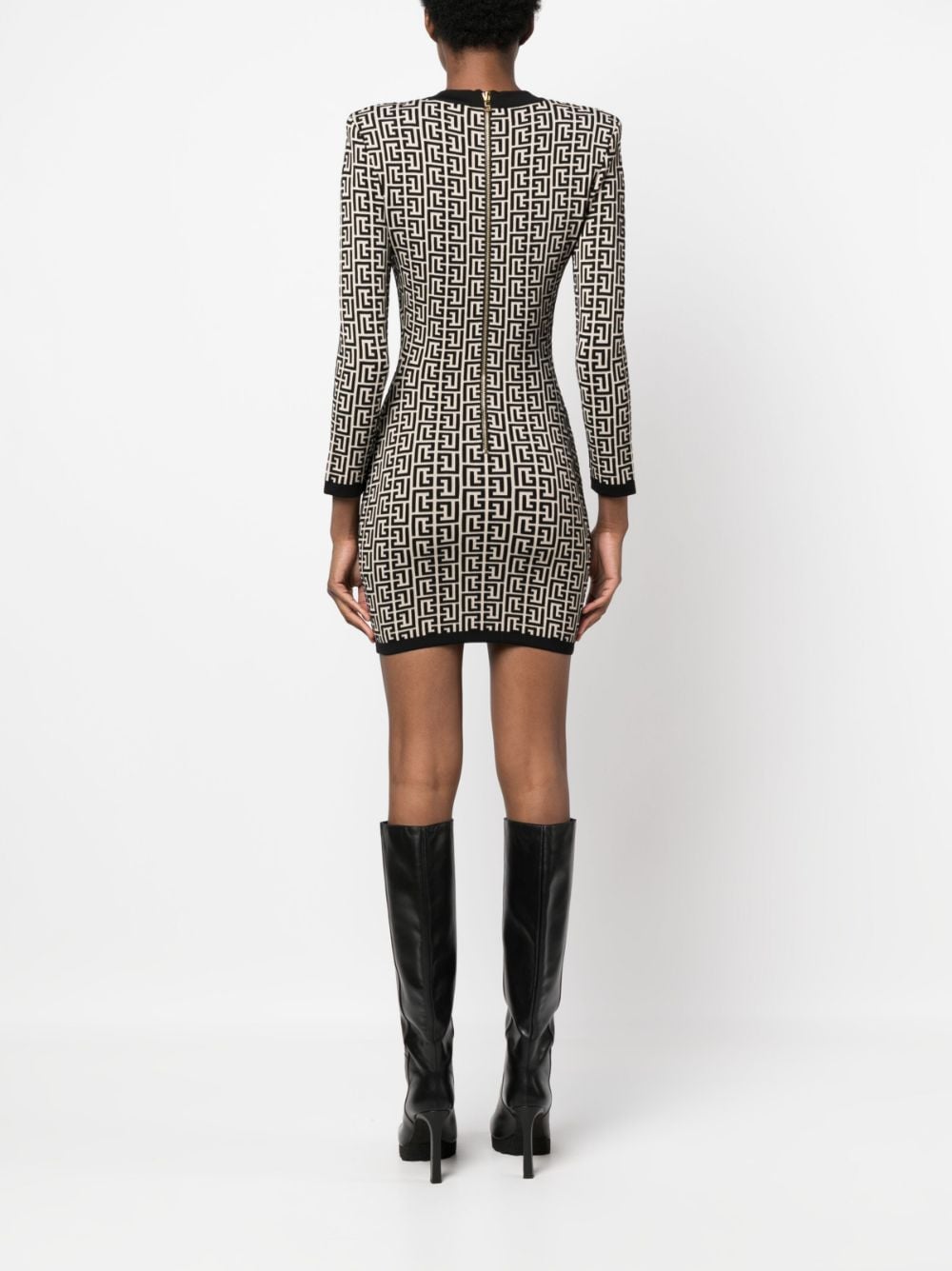 BALMAIN Stylish Monogram Wool Dress for Women - FW23