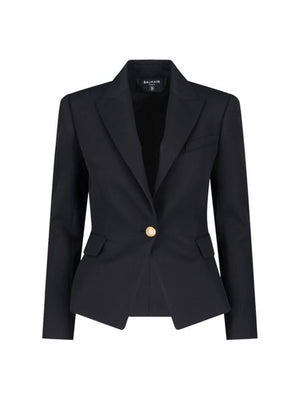 BALMAIN Stylish Black Wool Jacket for Women - FW23 Collection