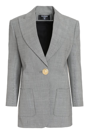 BALMAIN Elegant Virgin Wool Jacket with Prince of Wales Check