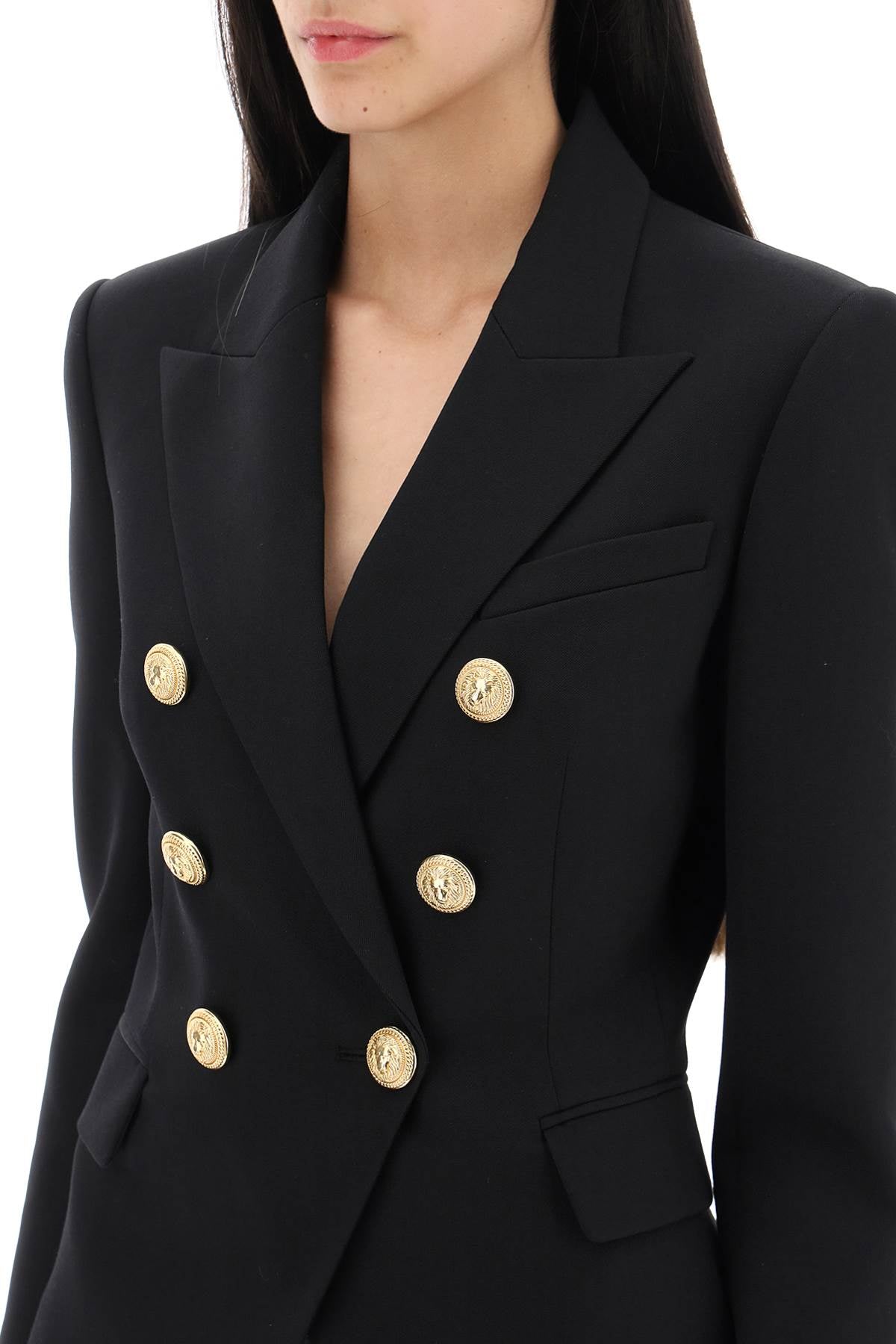 BALMAIN Black Slim Wool Double-Breasted Jacket for Women