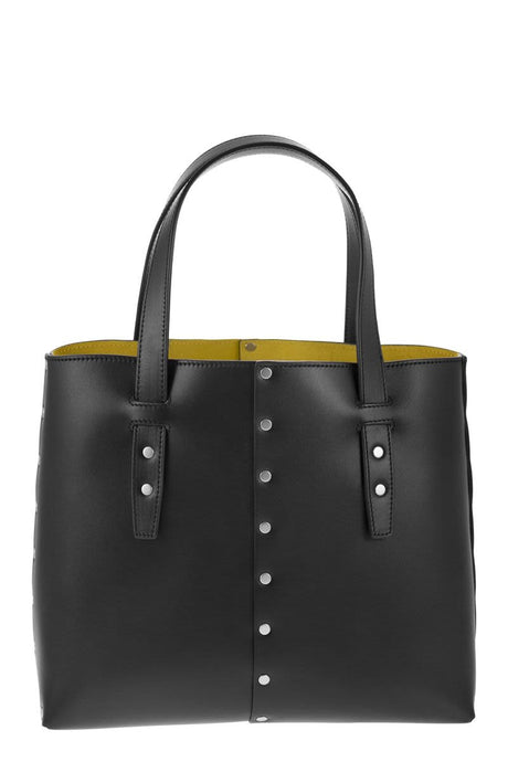 FABIANA FILIPPI Versatile Mini Tote Handbag with Studded Pattern in Black