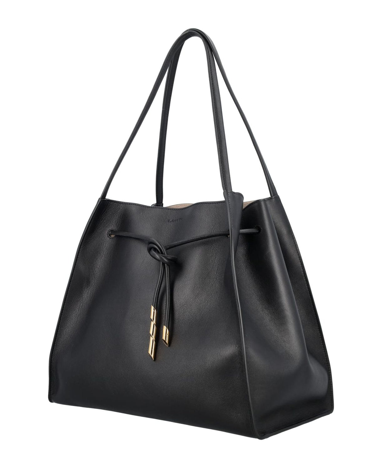Túi cầm tay đính sequin da bóng màu đen cho phụ nữ - FW23