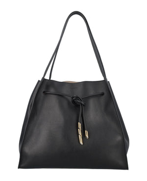 Túi cầm tay đính sequin da bóng màu đen cho phụ nữ - FW23