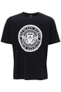 BALMAIN Black Velvet Print Crew-Neck T-Shirt for Men - FW23