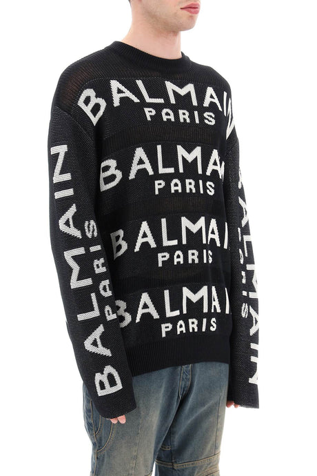 Áo len nam đính logo Balmain FW23