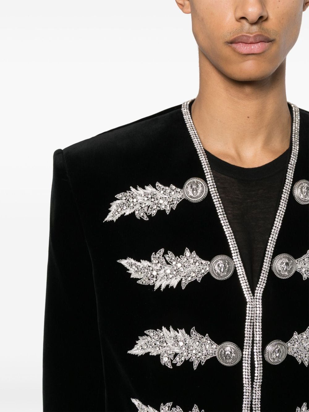 BALMAIN Embroidered Velvet Spencer - Black/Silver SS24