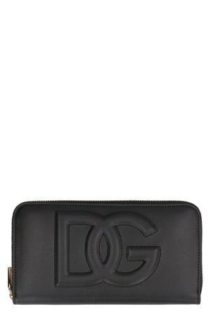 DOLCE & GABBANA Luxurious Leather Zip-Around Wallet for Women | Black