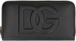 DOLCE & GABBANA Luxurious Leather Zip-Around Wallet for Women | Black