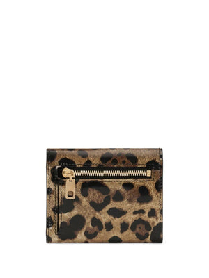 DOLCE & GABBANA Beige Printed Leather Wallet for Women