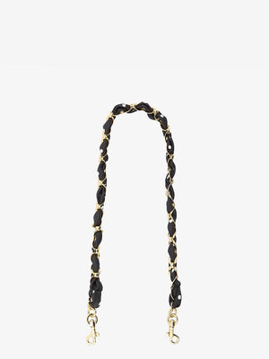 DOLCE & GABBANA Elegant Polka-Dot Silk Twill Shoulder Strap with Chain Detail