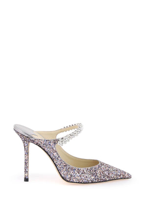 JIMMY CHOO Glittering Multicolor Flat Shoes for Women with Crystal Strap