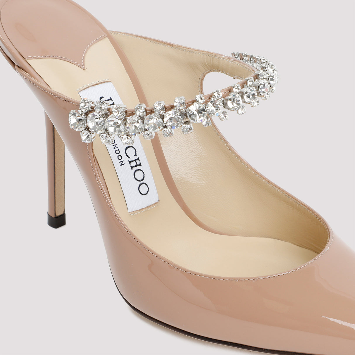 JIMMY CHOO Bing 100 Crystal-Embellished Patent Flats