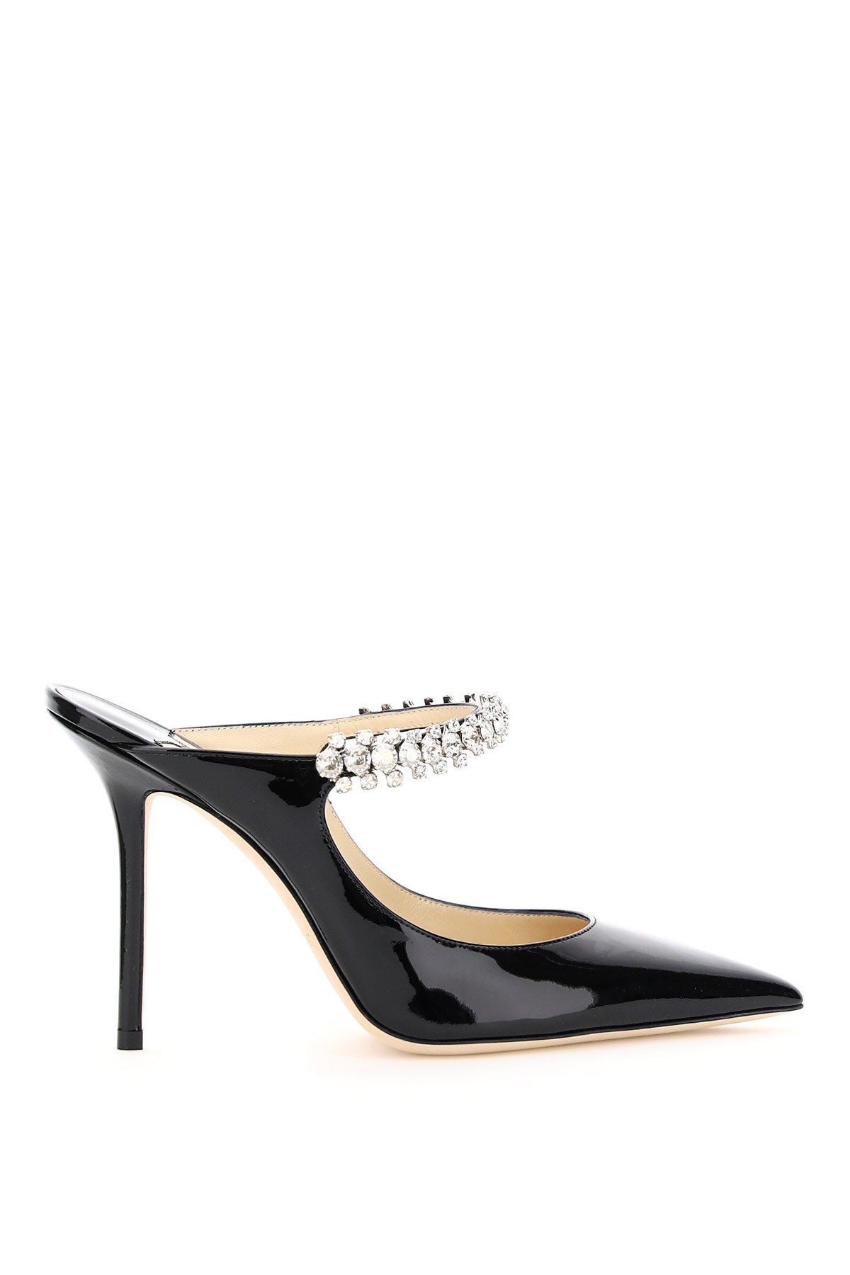 JIMMY CHOO Bing 100 Crystal-Embellished Patent Flats