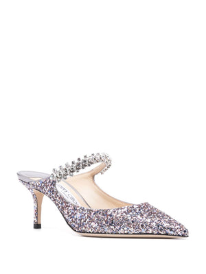 JIMMY CHOO Sparkling Silver Pointed Toe Pumps - Mid Heel Stiletto Shoes for Women