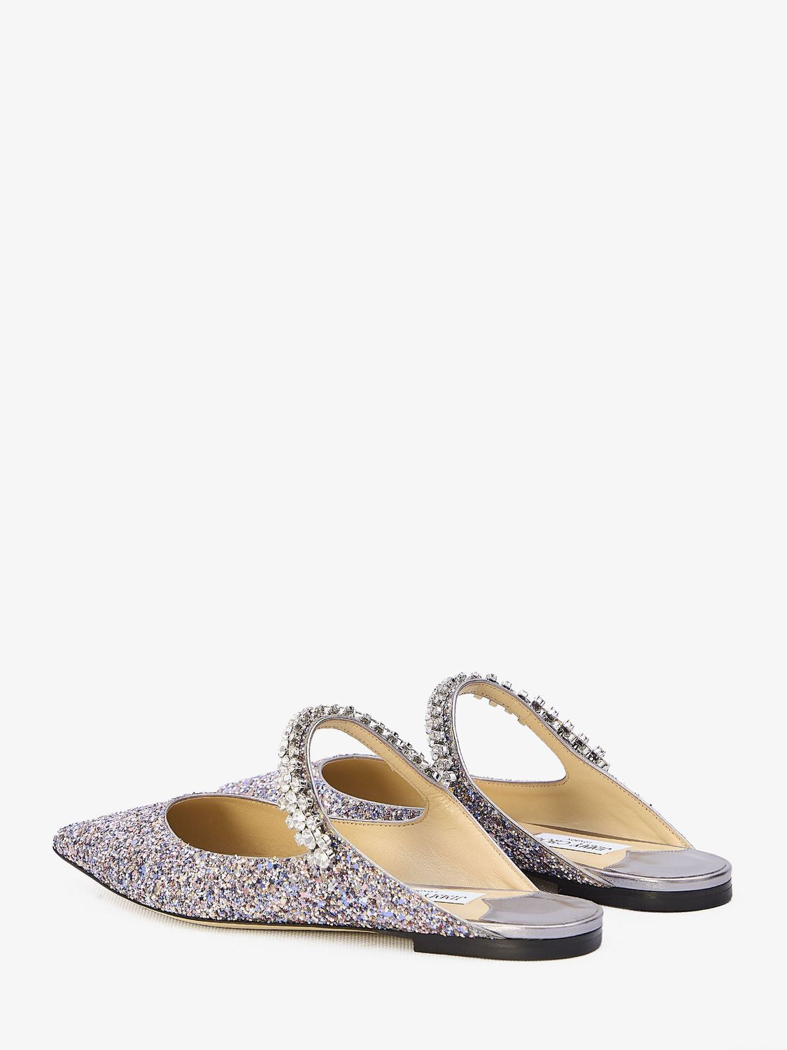 JIMMY CHOO Multicolor Glitter Flat Ballerinas with Crystal Strap