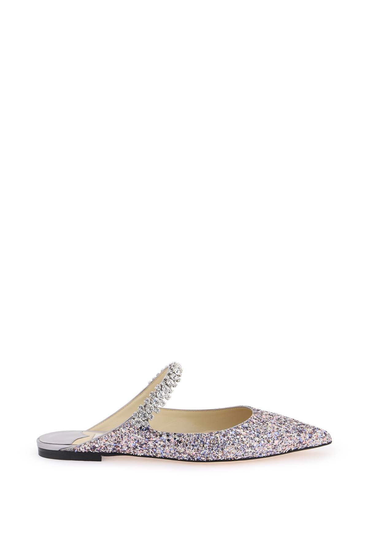 JIMMY CHOO Multicolor Glitter Flat Ballerinas with Crystal Strap