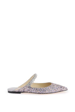 JIMMY CHOO Multicolor Glitter Flat Ballerinas with Crystal Strap