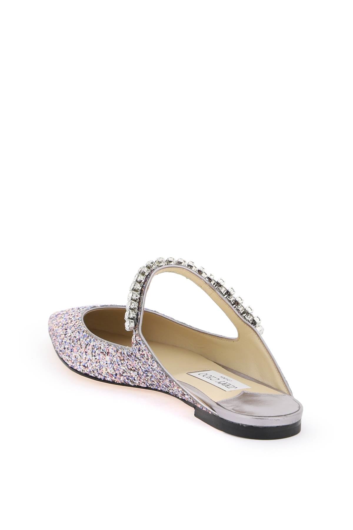 JIMMY CHOO Multicolor Glitter Flat Ballerinas with Crystal Strap