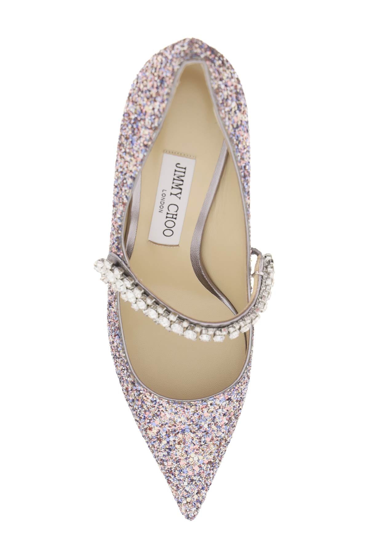 JIMMY CHOO Glittery Pumps with Crystal Strap