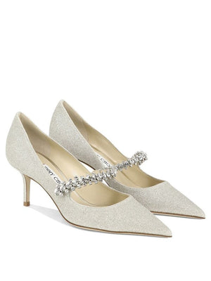 JIMMY CHOO Crystal Strap Pointed Toe Pumps - Silver