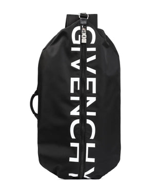 GIVENCHY Men's Medium Black Cotton-Acrylic Zip Backpack SS24