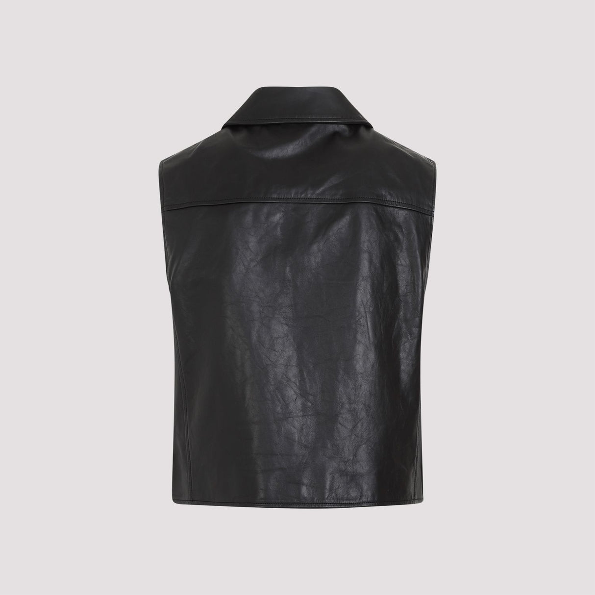 GIVENCHY Men's Black Leather Vest for SS24