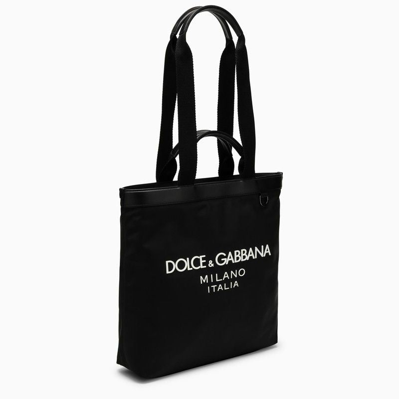 DOLCE & GABBANA Men's Black Nylon Handbag with Logo - SS24 Collection