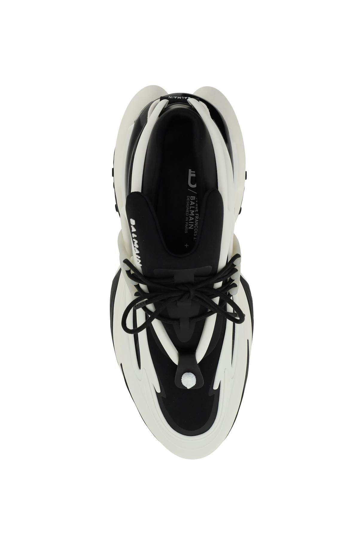 BALMAIN Men's Black Unicorn-Neoprene Calfskin Sneakers for FW23