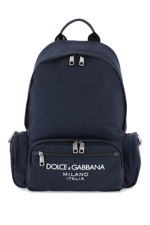 DOLCE & GABBANA Blue Nylon Backpack with Logo for Men - SS24 Collection
