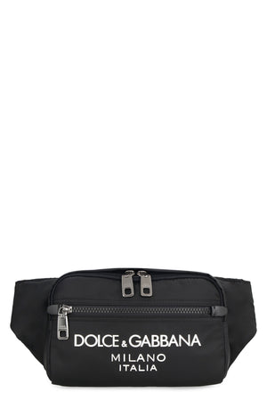 Túi đeo chéo nam dưới bụng Nylon đen - Bộ sưu tập SS23