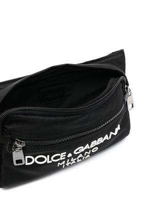 DOLCE & GABBANA Sleek Embossed Logo Nylon Belt Bag