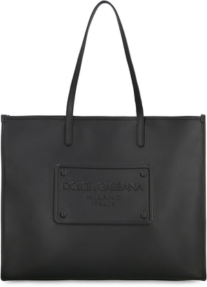 DOLCE & GABBANA Smooth Leather Tote Handbag for Men - Black