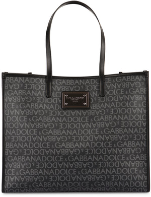 DOLCE & GABBANA Elegant Large Tote Handbag with Leather Accents, 42.5 x 34.5 x 14.5 cm