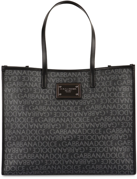 DOLCE & GABBANA Elegant Large Tote Handbag with Leather Accents, 42.5 x 34.5 x 14.5 cm