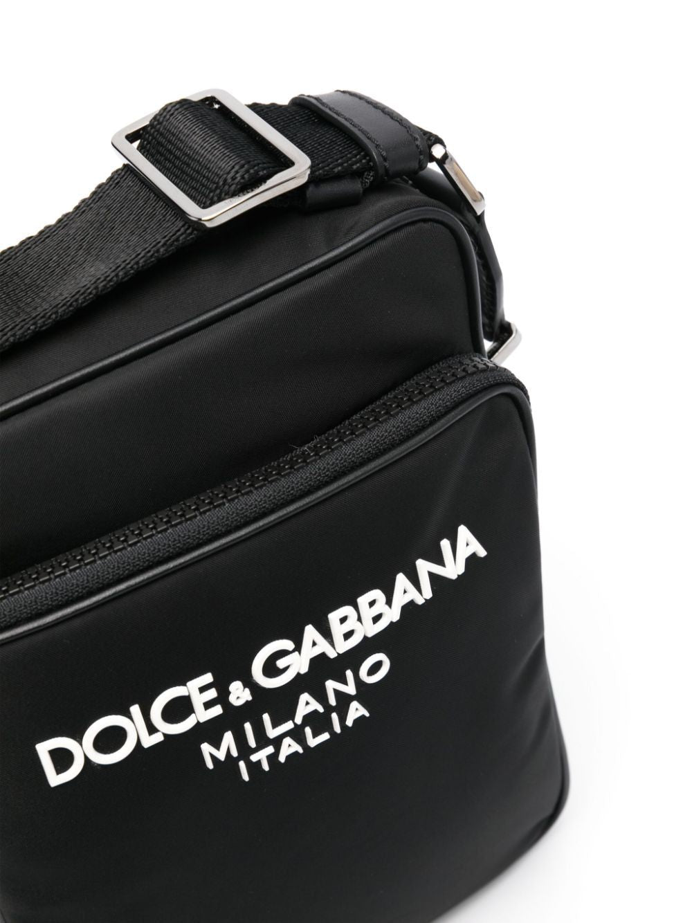 DOLCE & GABBANA Túi Xách Đen Bằng Nylon Có Chi Tiết Da Và Dây Đeo Điều Chỉnh Phong Cách