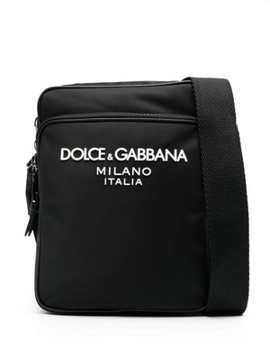 DOLCE & GABBANA Túi Xách Đen Bằng Nylon Có Chi Tiết Da Và Dây Đeo Điều Chỉnh Phong Cách