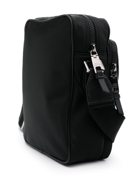 DOLCE & GABBANA Sleek Black Nylon Crossbody Bag with Leather Accents